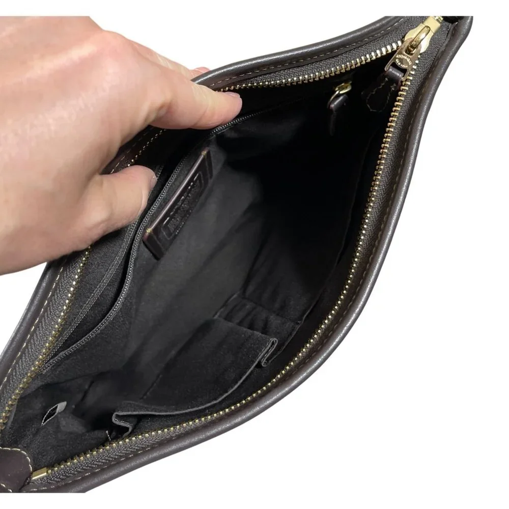 Coach Canvas File Crossbody In Signature Jacquard Brown Tan Gold - Picture 7 of 8